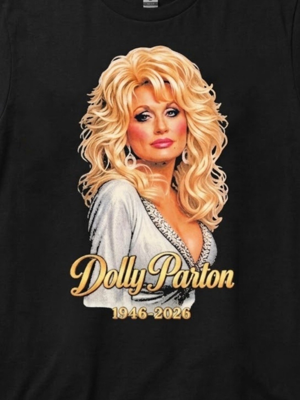 Dolly Parton Signature Gold T-shirt 1946-2026 Vintage Country Music Memorial - Picture 2 of 2